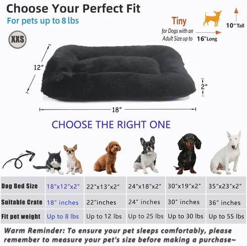 Miniatura 4 de Cama pequeña para perros de 18 x 12 pulgadas para perros y gatos extra pequeños, para jaula o jaula de 18 pulgadas, tapete calentador de gatos Negro