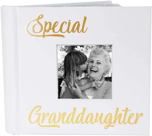 Miniatura 9 de Happy Homewares Álbum de fotos moderno de nietos blancos con texto dorado con capacidad para 80 fotos de 4 x 6 pulgadas