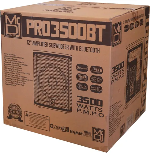 Miniatura 2 de Mr. Dj USA PRO3500BT 12" 3500W Pro Subwoofer amplificado con alimentación activa Bluetooth USB PA DJ Sub