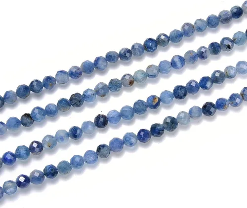 Miniatura 26 de Adabele Cuentas redondas facetadas pequeñas de 0.118 in con piedras preciosas de amazonita azul natural de 15 pulgadas