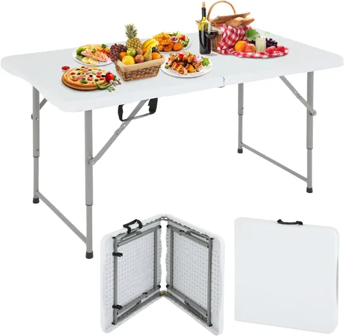 Miniatura 10 de Dopinmin Mesa plegable portátil de plástico resistente de 6 pies, mesas de comedor de plástico para interiores y exteriores, para campamento, picnic