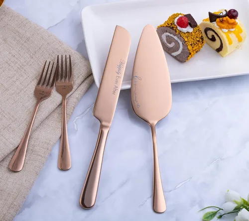 Miniatura 7 de Juego de cuchillo y servidor para pastel de boda, juego de corte de pasteles para boda, tenedores de pastel y cortador de pasteles para cumpleaños