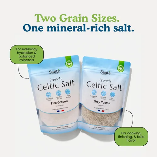 Miniatura 9 de Sante Naturelle Sal Marina Celta de Molienda Fina - 1.1lb (18oz) Sal Marina Francesa Sin Refinar Orgánica, Rica en 82+ Minerales, 100% Natural