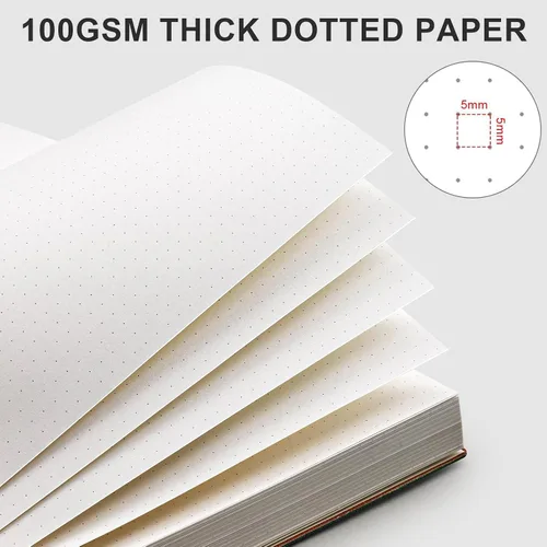 Miniatura 2 de AHGXG Diario de puntos con viñetas – Cuaderno de 320 páginas con cuadrícula de puntos B5, diario grande, papel punteado grueso de 100gsm, tapa Verde