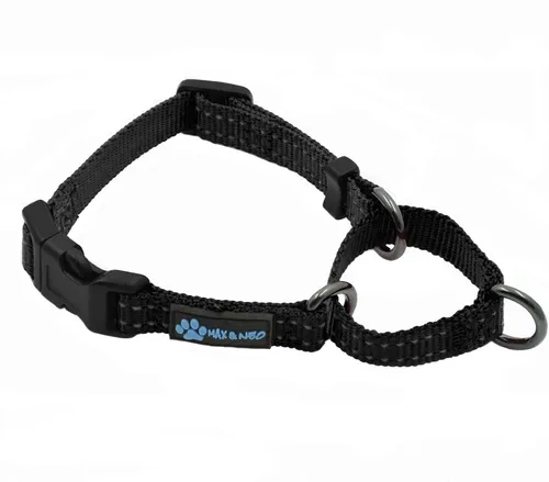 Miniatura 13 de Max and Neo Collar de nailon Martingale para perros - Donamos a un rescate de perros por cada collar vendido (Grande, Negro)
