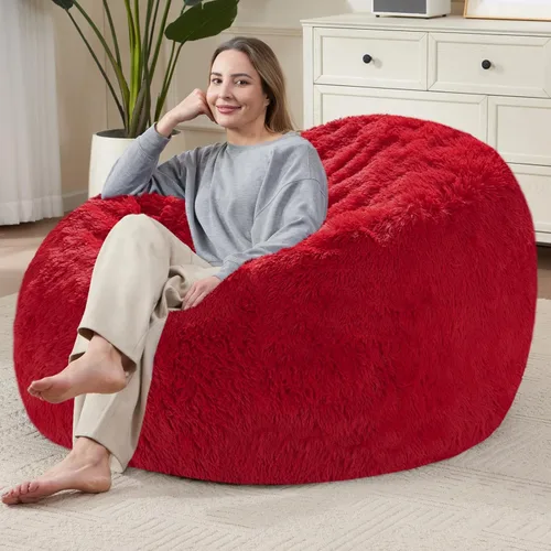 Miniatura 11 de Bean Bag Cover (No Filler) Soft Faux Fur Stuffed Animal Bean Bag Storage, Fluffy Plush Bean Bag Chair Cover Washable, Comfy Bean Bag Covers for Dark
