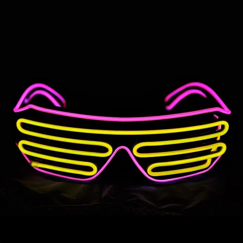 Miniatura 12 de Gafas de LED de Aqua Led de Neón electroluminiscentes para fiestas y disfraces modelo RB03., Púrpura + Azul