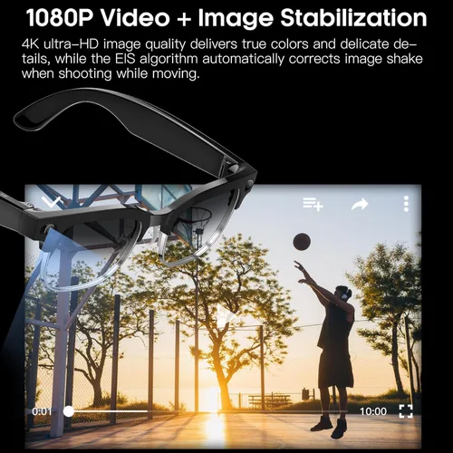 Miniatura 3 de Lentes inteligentes AI con cámara de 8 MP, video HD 1080P y foto 4K, lentes de sol de grabación de audio con traducción AI en tiempo real, audio