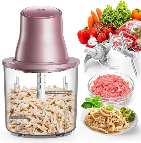 Miniatura 9 de Procesadores de alimentos, trituradora de pollo eléctrica 2 en 1 y picadora de alimentos con motor de cobre de 250 W, cuencos de 1.5 L y 2 cuchillas