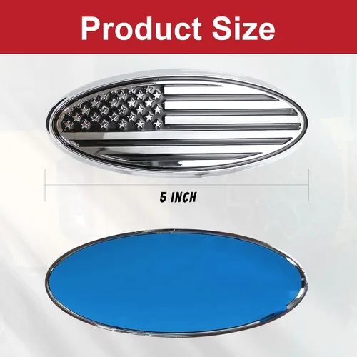 Miniatura 5 de Para Ford Emblem, emblema de la bandera estadounidense para portón trasero de 5 pulgadas para Bronco Sport 2020-2023 (plateado)