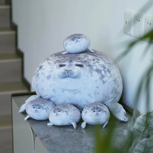 Miniatura 5 de Almohada gordita de 20 pulgadas con 4 bebés, almohada de felpa de sello grande, juguete de peluche suave y lindo para niños y adultos, gran idea