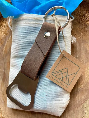 Miniatura 9 de Personalized Bottle Opener Keychain Leather - 3rd Anniversary Gift, Gift for Him, Father's Day Present
