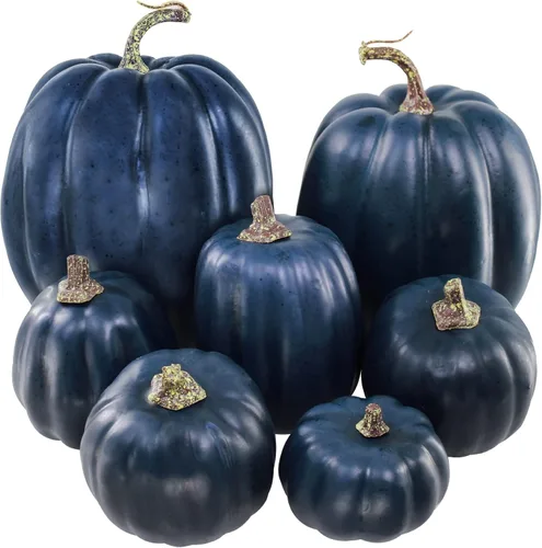 Miniatura 8 de 7 piezas de calabazas artificiales de otoño de tamaños variados, calabazas de cosecha, calabazas de espuma sintética para la temporada de otoño
