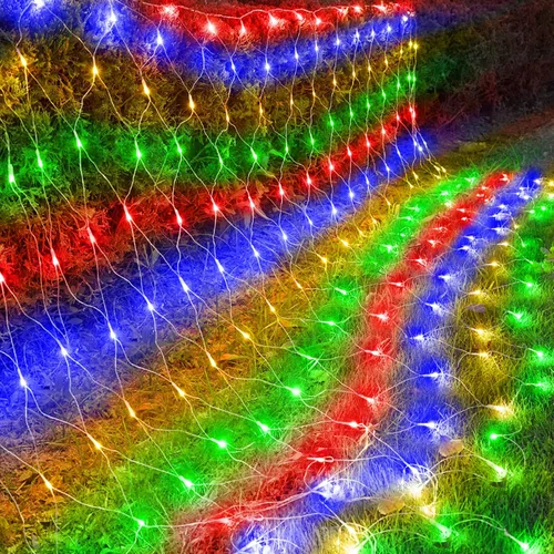 Miniatura 7 de kemooie 198 luces LED de red de Navidad, 9.8 pies x 6.6 pies, luces de malla enchufables, conectables, 8 modos de parpadeo, luces de cadena