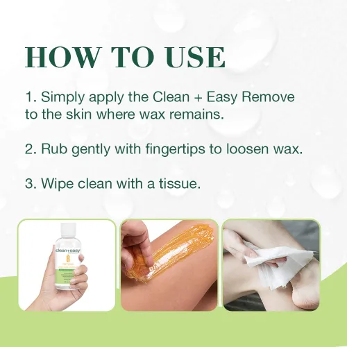 Miniatura 5 de Clean + Easy Remove: removedor de cera para la piel con aceite de germen de trigo, limpiador post encerado, 5 onzas