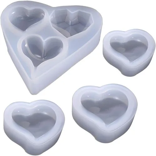 Miniatura 7 de Molde epoxi con forma de corazón profundo de 6 estilos, molde de silicona de tamaño de más de 1 pulgada, cuentas en forma de corazón de amor