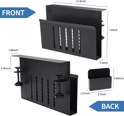 Miniatura 9 de Organizador lateral de escritorio, soporte para laptop con soporte magnético para bolígrafo, organizador de escritorio colgante sin taladros
