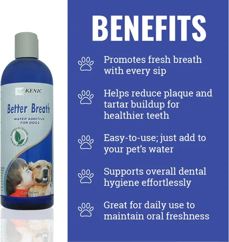 Miniatura 2 de Kenic Better Breath - Aditivo diario de agua para perros que refresca el aliento ayuda a reducir la placa y la fórmula de menta sarro fabricada