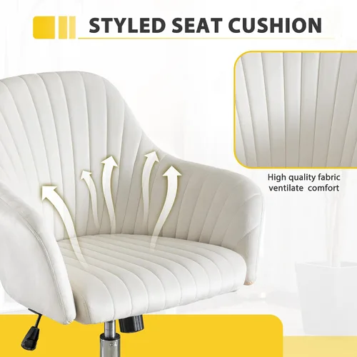 Miniatura 4 de anwickjeff Silla de escritorio de oficina de terciopelo con altura ajustable, silla de oficina moderna, silla de maquillaje, silla giratoria