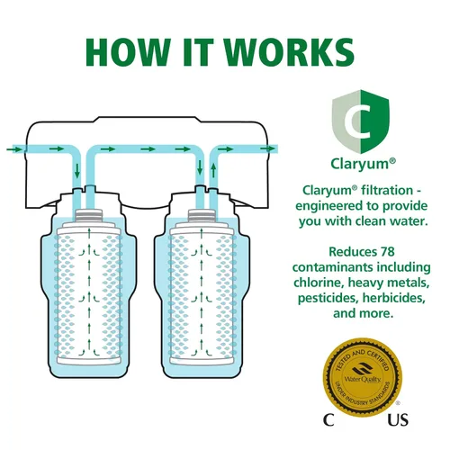 Miniatura 3 de AO Smith Filtro de grifo de agua limpia para debajo del fregadero de 2 etapas - Sistema de filtración de agua potable con bloque de carbono