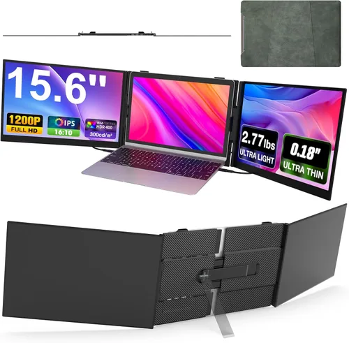 Miniatura 9 de Extensor de pantalla para laptop, monitor portátil ultrafino de 15.3 pulgadas FHD 1200P 16:10 para laptop, extensor ligero de monitor dual Plug &