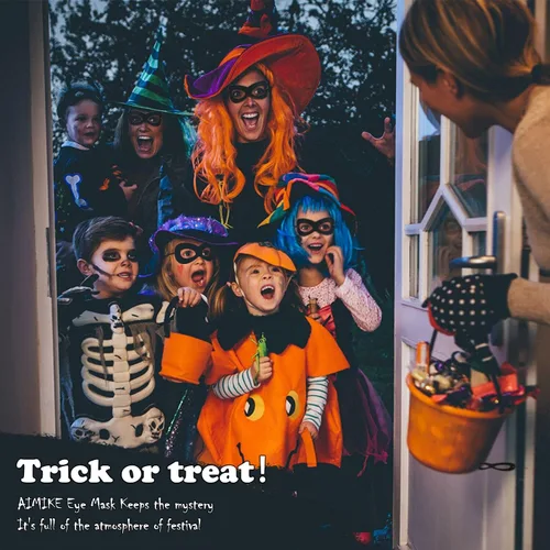 Miniatura 2 de Máscara de superhéroe AIMIKE, máscara de ojos de fieltro negro, disfraz de Halloween, máscara ajustable con cuerda elástica