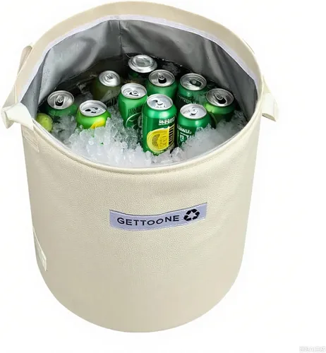 Miniatura 12 de Collapsible Ice Bucket for Drinks, White Party Cooler with Insulated Lining & Carry Handles, Portable Folding Champagne Wine Beer Bucket for Indoor