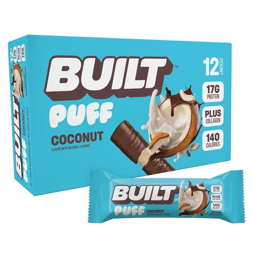 Miniatura 24 de Built Puffs - Barras de proteínas de 12 unidades, barras energéticas altas en proteínas, colágeno, sin gluten, cubiertas de chocolate, bajas