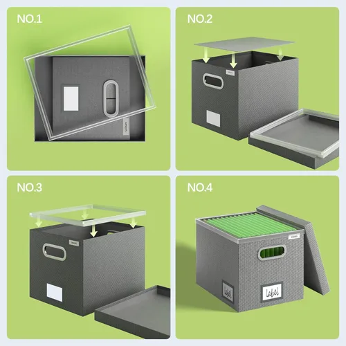Miniatura 2 de Caja Organizadora de Archivos – Cajas de Archivos para Colgar Archivos con Tapa, Juego de 2 Carpetas Colgantes Decorativas Tamaño Carta Organizador