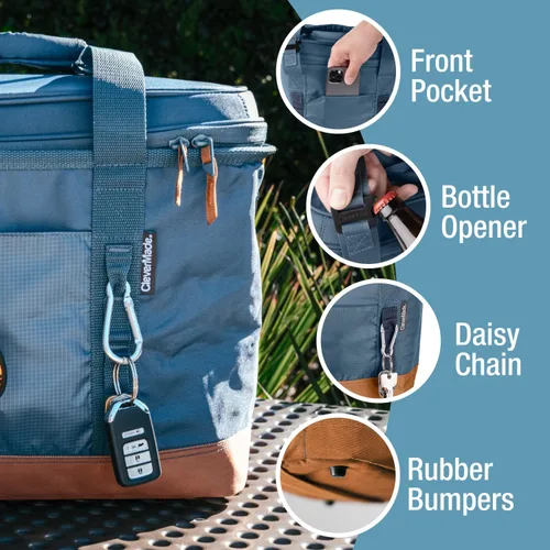 Miniatura 3 de CleverMade Pacifica - Enfriador aislante plegable – 50 latas / 31 Qt a prueba de fugas suave para playa, viaje, auto – Correa para hombro, abridor