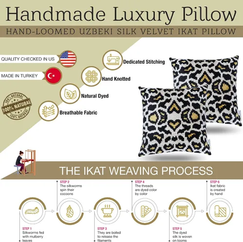 Miniatura 4 de Almohada decorativa hecha a mano de leopardo con funda de cojín rellena de plumón, estampado de tigre dorado marfil, funda de cojín cuadrada de seda