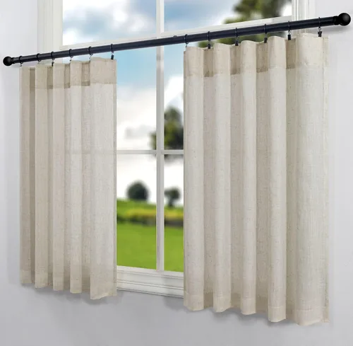 Miniatura 15 de Pitalk Cortinas de lino para café de 24 pulgadas de largo, con bolsillo trasero, plisadas, estilo bohemio, granja, cocina, cortinas para ventana