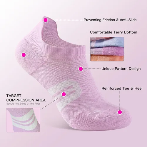 Miniatura 4 de Calcetines de compresión de tobillo para mujer con soporte de arco atléticos de corte bajo calcetines para correr para mujer, cojín