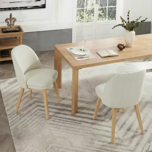KISLOT Juego de 2 sillas de comedor de madera, tapizadas de tela, modernas, con cojín de asiento grueso de doble capa y respaldo ergonómico para