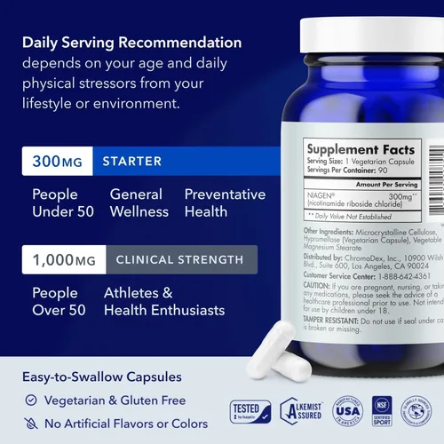 Miniatura 2 de Suplemento potenciador patentado NAD+ más eficiente que NMN - Ribosida de nicotinamida para el metabolismo y la reparación de la energía celular.