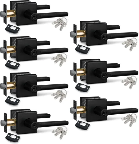 Miniatura 54 de NEWBANG Palanca de puerta de cama/baño para privacidad Baño e interior Manija de cerradura de puerta en negro mate envejecido, HD1601-DB-BK-1P