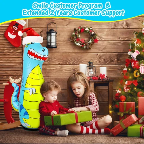 Miniatura 7 de Punching Bag for Kids 47" Inflatable Dinosaur Bop Bag with Thicker Material Instant Bounce Back with Boxing Gloves Karate Kickboxing Taekwondo Kids