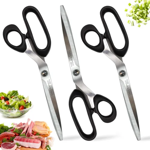 Miniatura 10 de Tijeras de cocina de hoja inoxidable 2.2T – 9.6 pulgadas x 2 unidades Tijeras de cocina afiladas resistentes de estilo coreano para cocinar 2