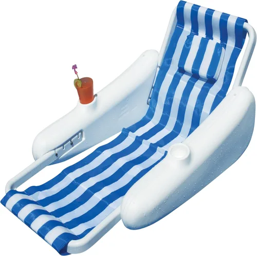 Silla flotante Sunchaser de 66 pulgadas con respaldo a rayas azules y blancas