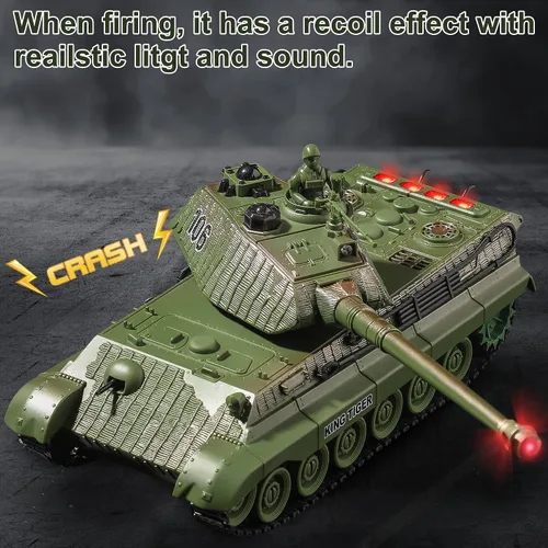 Miniatura 4 de Tanque RC, Tanque del Ejército Alemán King Tiger de la Segunda Guerra Mundial con Control Remoto, Juguetes de Tanques 1:28, Vehículos Militares RC