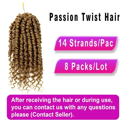 Miniatura 6 de Bileaf Cabello de Ganchillo Passion Twist Pre-retorcido de 10 Pulgadas, 8 Paquetes de Ganchillo Passion Twist, Cabello Corto Passion Twist