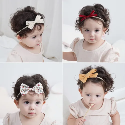 Miniatura 2 de doboi - 24 diademas de flores y lazos para bebés, niñas, recién nacidos, niños pequeños, cintas elásticas de nailon suaves, accesorios