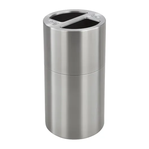 Safco Bote de basura y contenedor de reciclaje combo, 30 galones para uso en cocina interior, acero inoxidable contemporáneo, color plateado