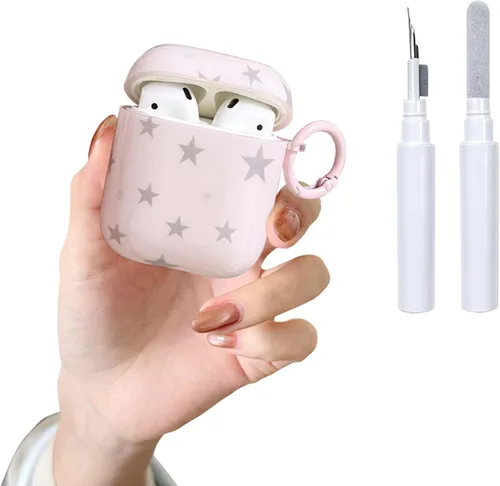Miniatura 17 de Funda para AirPods 2/1 con diseño de estrella bonita, con kit limpiador protector de auriculares para AirPods de 2ª/1ª generación, color azul