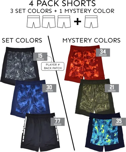 Miniatura 37 de Andrew Scott Pantalones cortos deportivos de baloncesto para niños con rendimiento activo y estilo de malla, varios paquetes