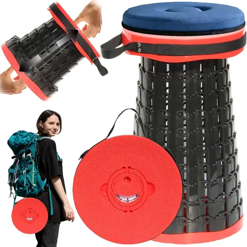 Miniatura 10 de Taburete plegable XXL mejorado 2026 con cojín grueso, taburete plegable telescópico de 19.7 pulgadas de altura a 11.8 pulgadas de profundidad