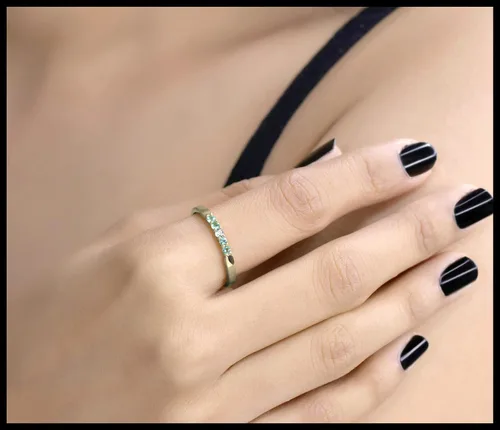 Miniatura 89 de Dazzlingrock Collection Anillo de boda redondo de 5 piedras preciosas o diamantes para mujer en oro macizo de 10 K/14 K/18 K