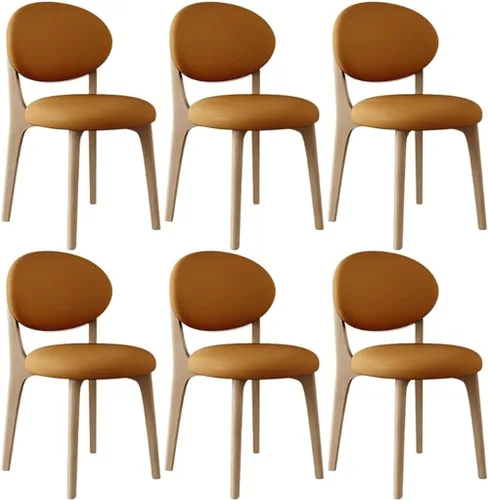 Miniatura 33 de YVYKFZD Juego de sillas de comedor, sillas de cocina de madera maciza, silla de comedor de granja con respaldo curvo, silla tapizada de cuero