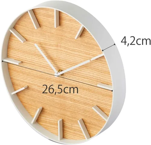 Miniatura 3 de YAMAZAKI Inicio Reloj de pared - Madera moderna Decoración del hogar Acero + Madera Talla única Ceniza