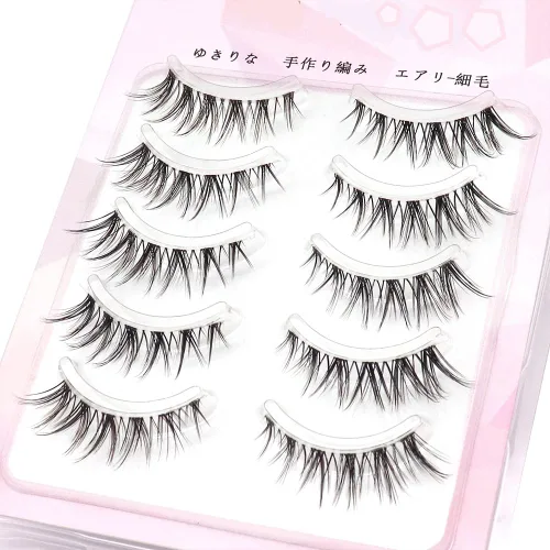 Miniatura 8 de 3 pares de pestañas postizas de aspecto natural, pestañas postizas de uso diario, tira cruzada de banda transparente para maquillaje de ojos